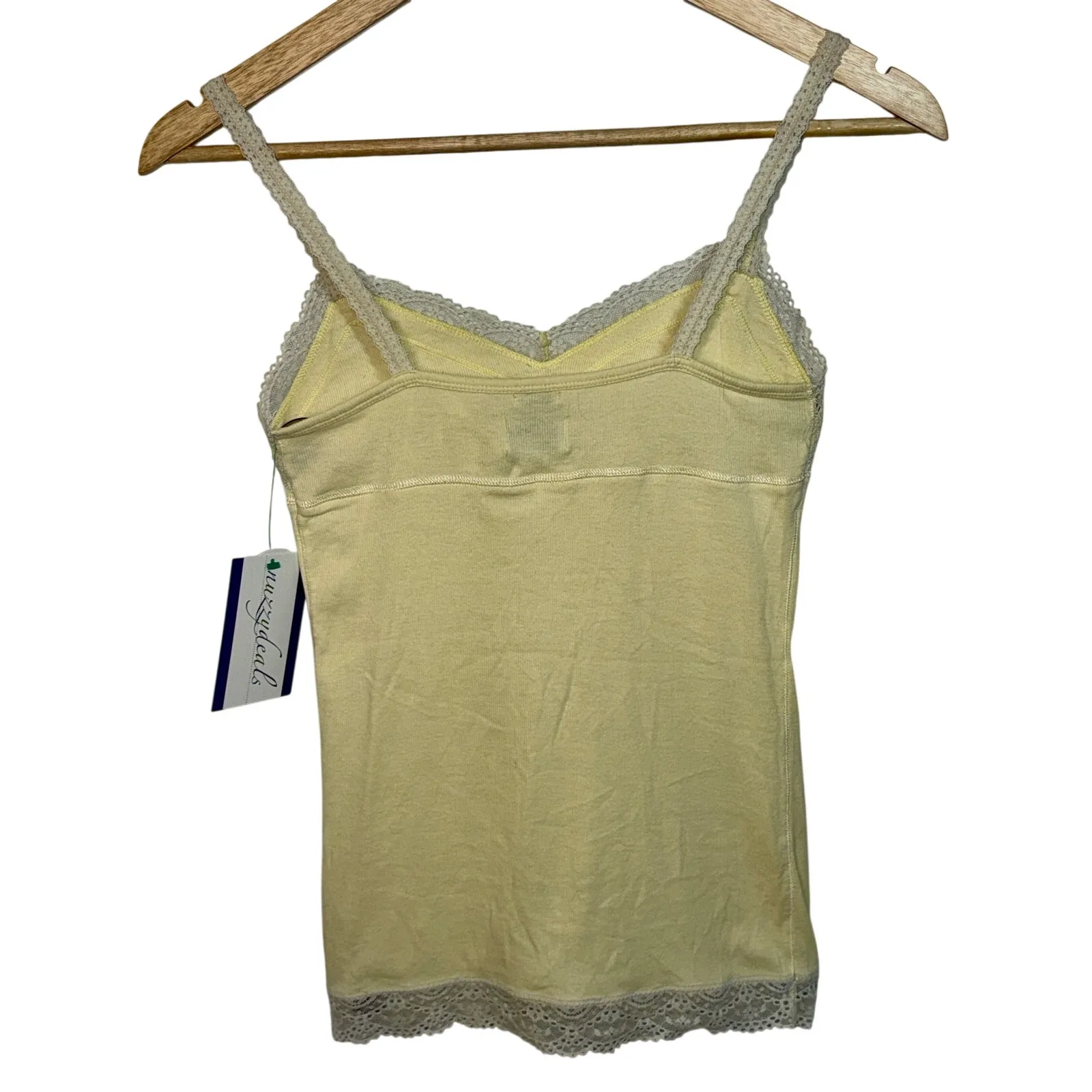 Abercrombie & Fitch Yellow Lace Trim Logo Stretch Y2K Tank Top Womens Size XL - Image 2
