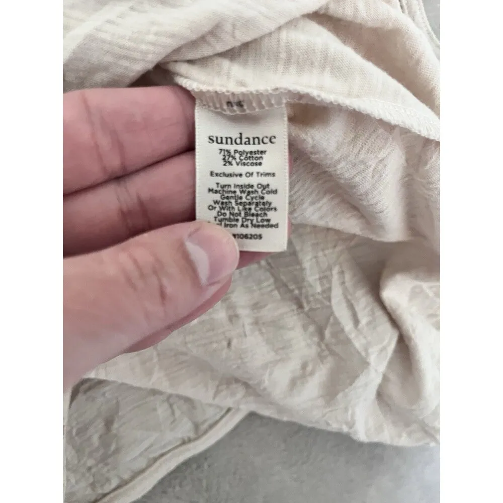 Sundance Catalog Beige Blouse Top Womens L Lace Boho Casual Beach Vacation Tan Size L - Image 6