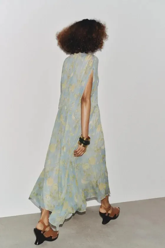 Zara Blue Floral Maxi Dress bohemian boho floral printed flowy  - Image 16