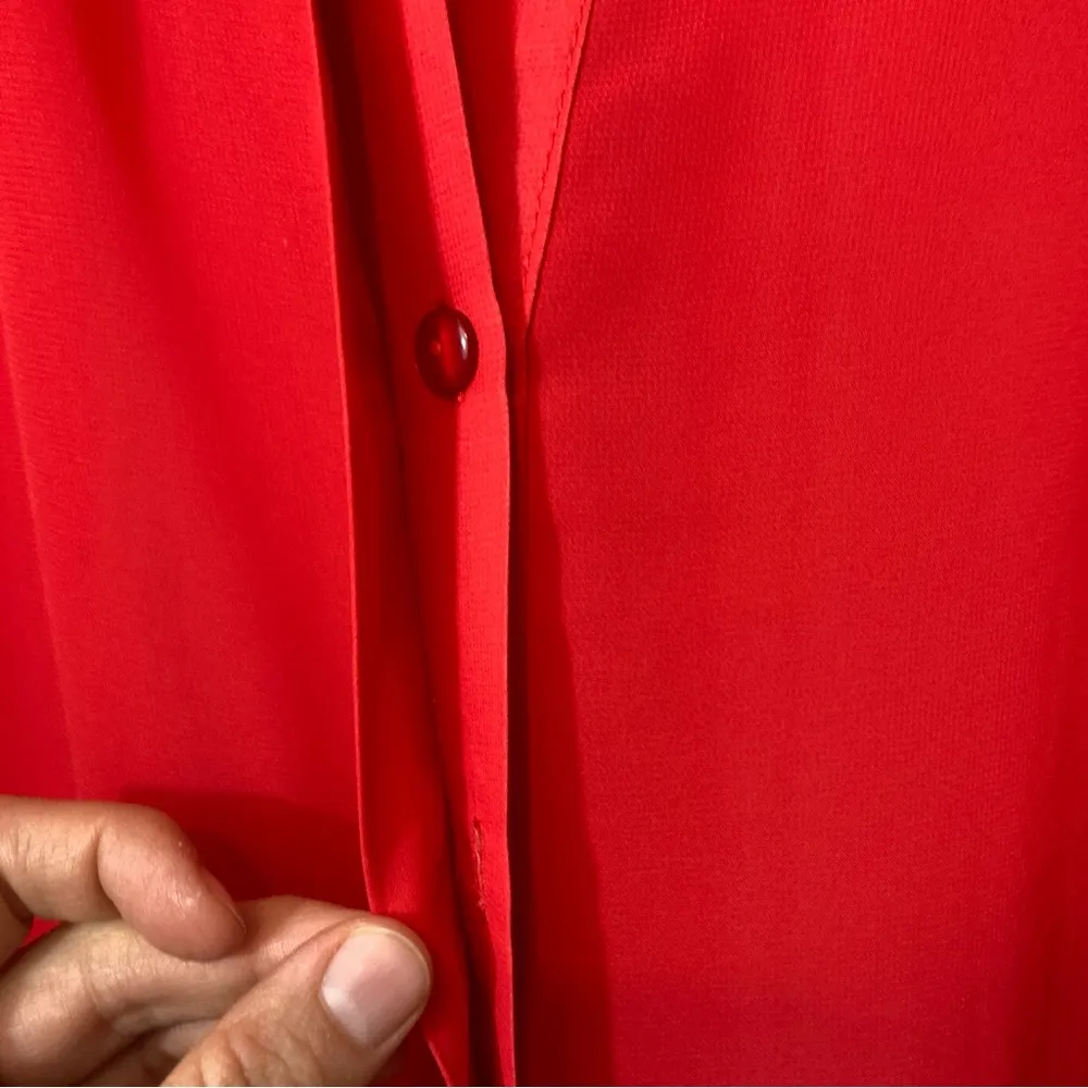 Olsenboye Red Lace Lightweight Button Up Blouse Top - Image 8