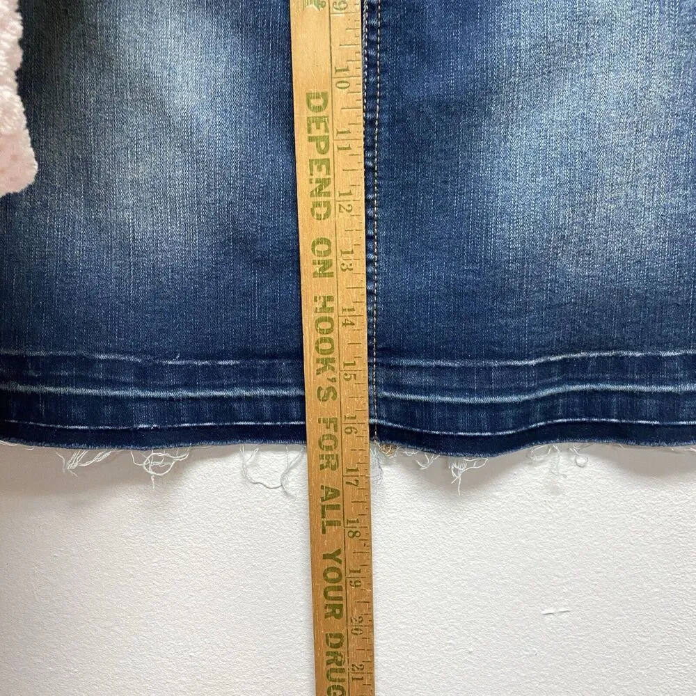 Harper Mini Skirt Y2K Women’s Small Distressed Denim Frayed Hem Jeans Blue - Image 7