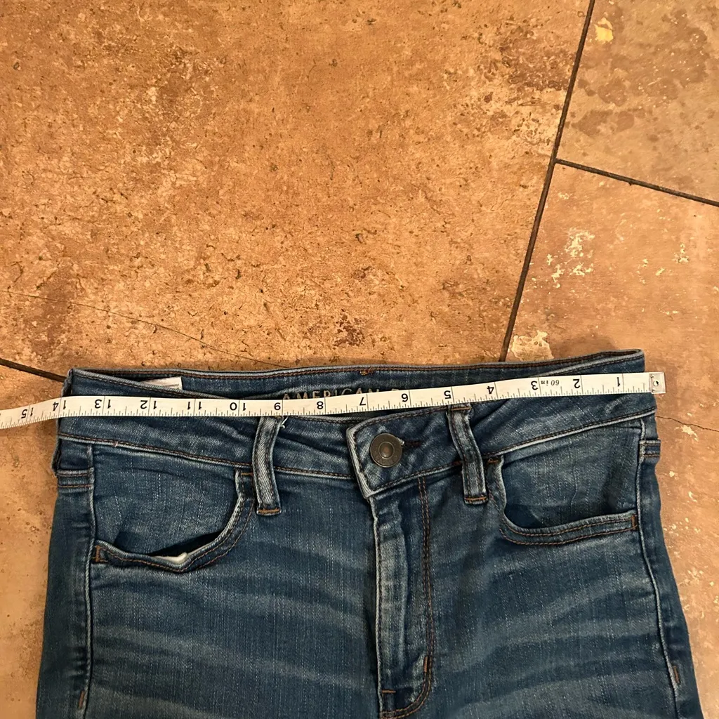 American Eagle Outfitters Ripped Blue Skinny Jeans - Image 3