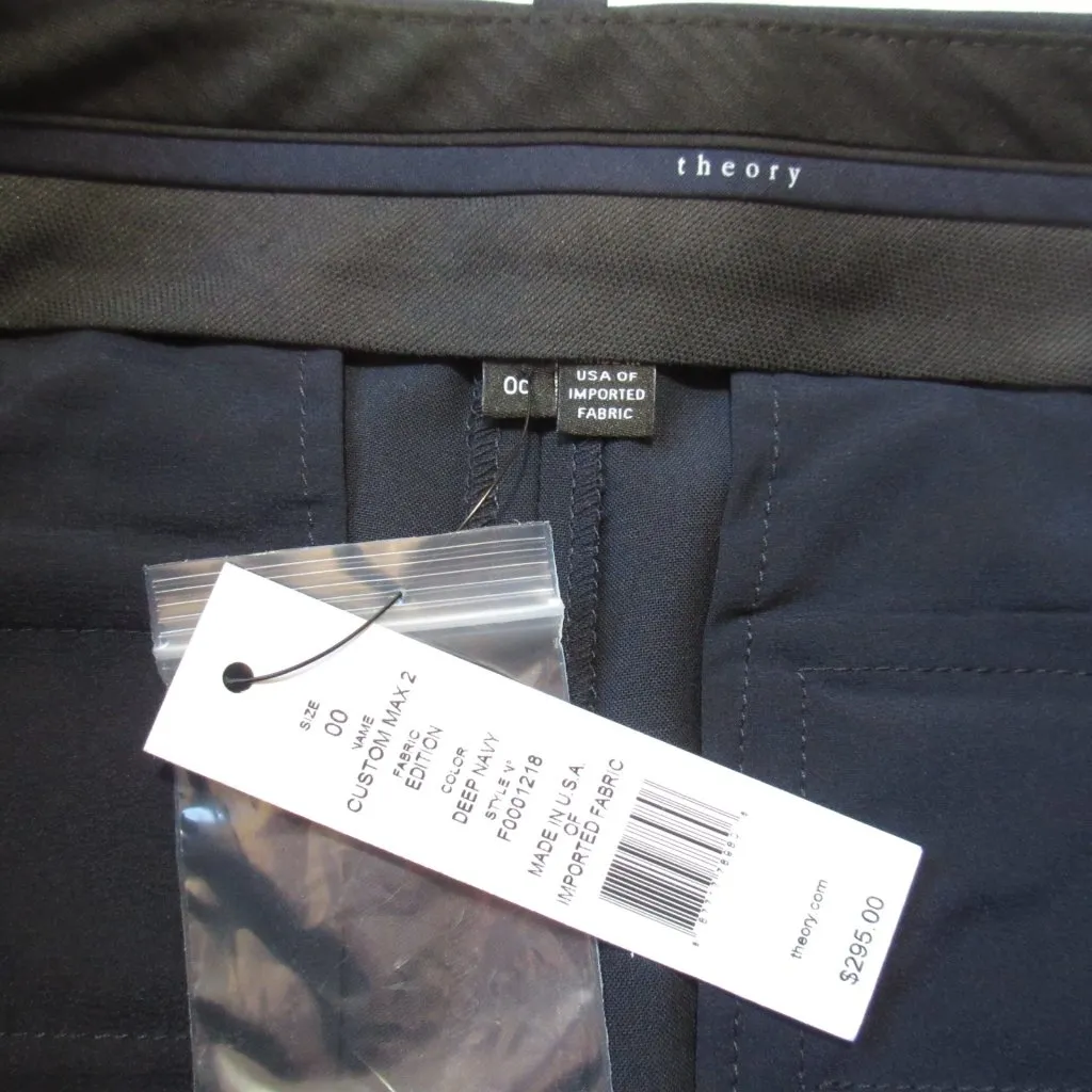 NWT THEORY Custom Max in Deep Navy Edition Stretch Wool Trouser Pants 00 x 34 ½ - Image 3