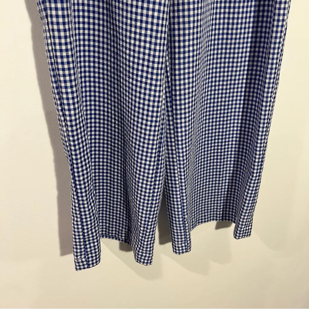 Joie Blue And White Gingham Paper-bag Wide Leg Pants‎ Belted Size Medium - Image 3