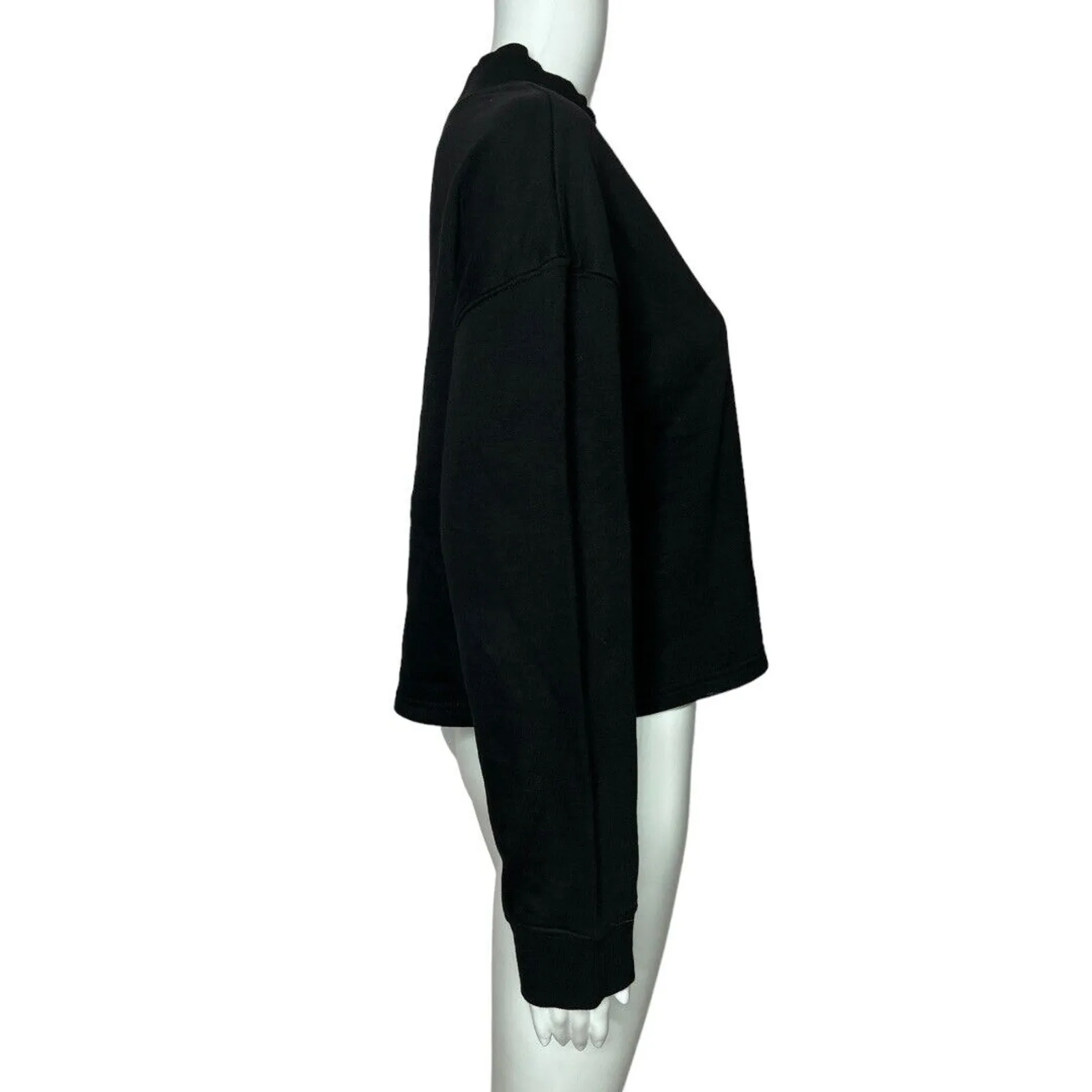 Zara Shirt‎ Womens Small Black White New York Forever Crop Sweatshirt Neutral - Image 2