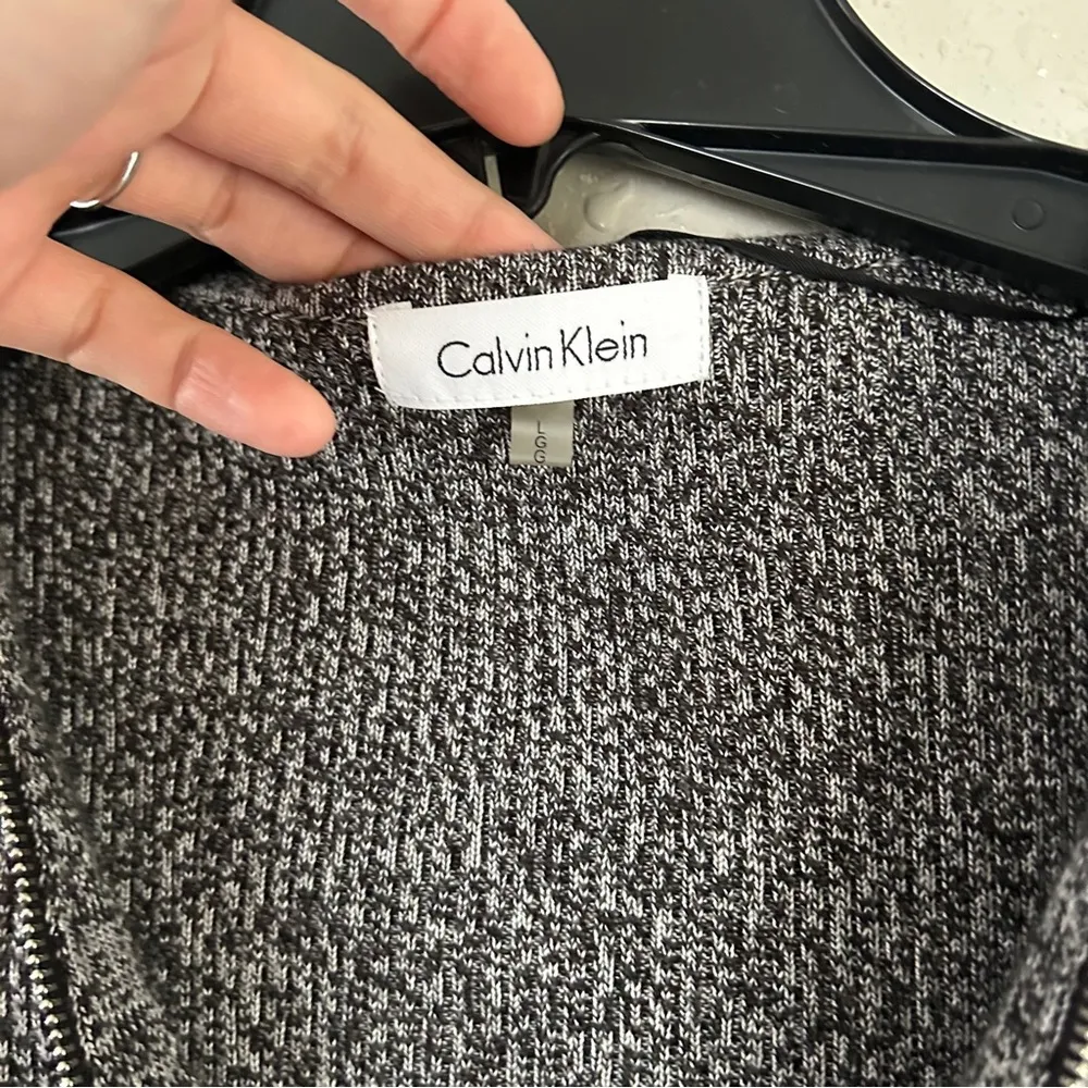 Calvin Klein Marled Grey Full Zip Sweater Large Casual Comfy - Image 2