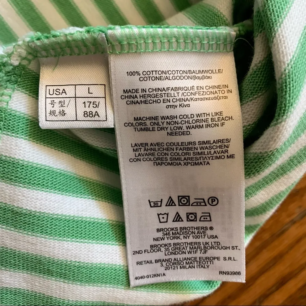 Brooks Brothers Red Fleece Pastel Green Striped 3/4 Sleeve Dress size large - Image 7