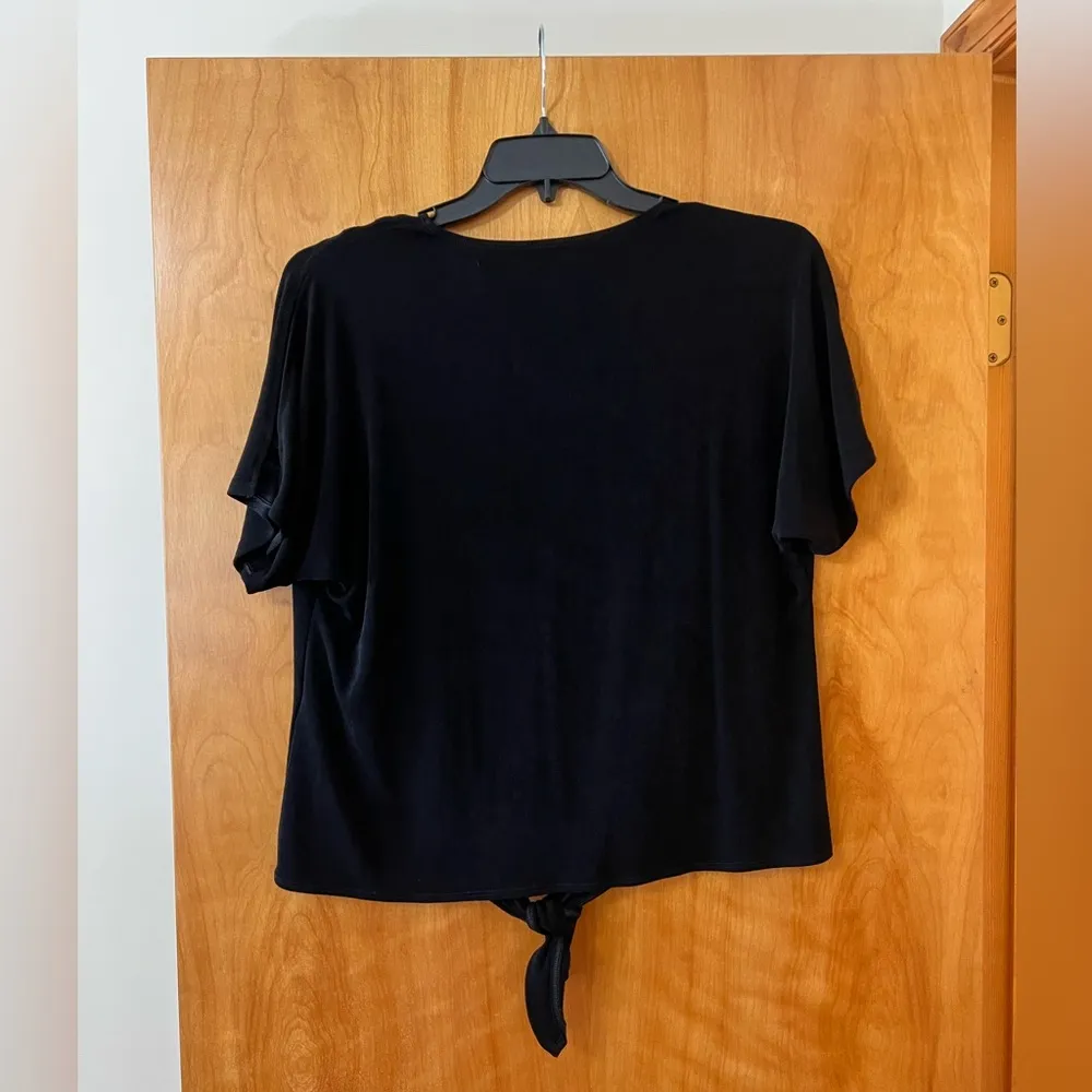 Chicos Travelers Top Short Sleeve Tie Front Women’s Vintage Black Blouse NWT 2 - Image 10