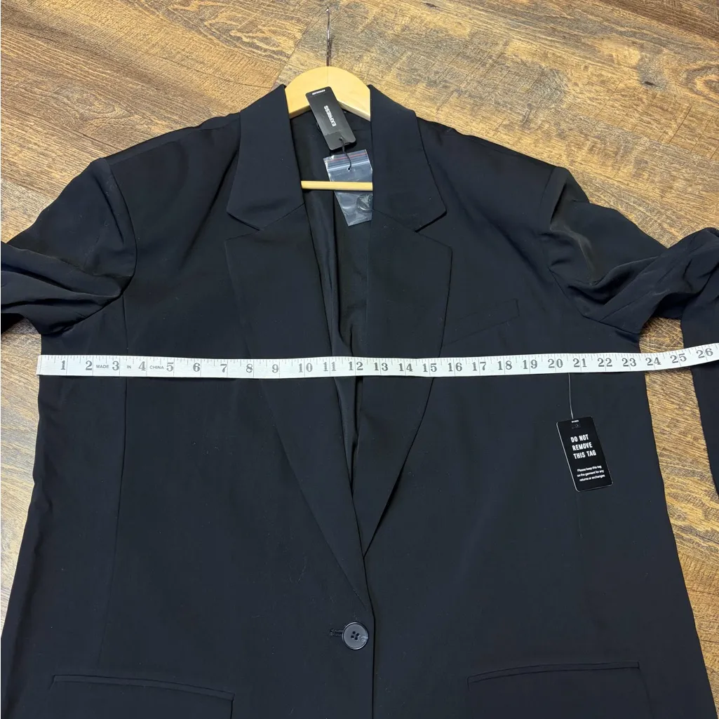 NEW $168 Express Oversized Boyfriend Blazer Women's Medium/Large Black Office - Image 7