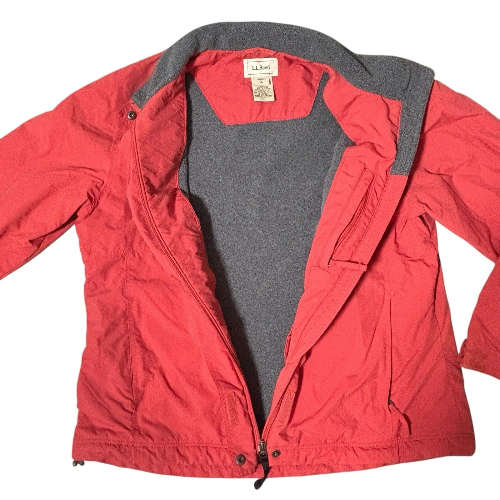 LL Bean Womens Jacket Large Orange Warm Up Fleece Lined Full Zip Outdoor Vintage - Image 2