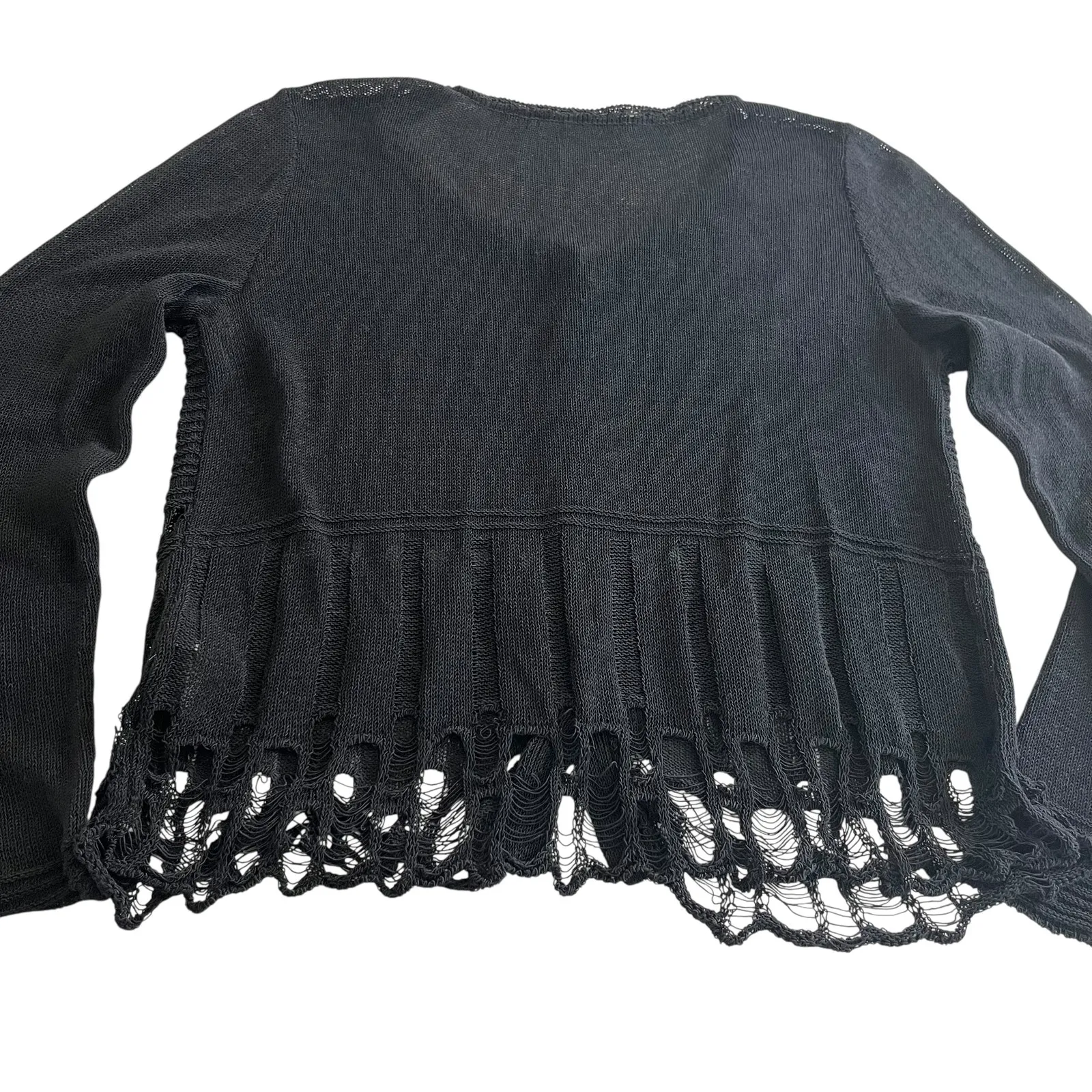 Aldomartins Black Semi Sheer Lace Knit Long Sleeve Cardigan size 12 - Image 10