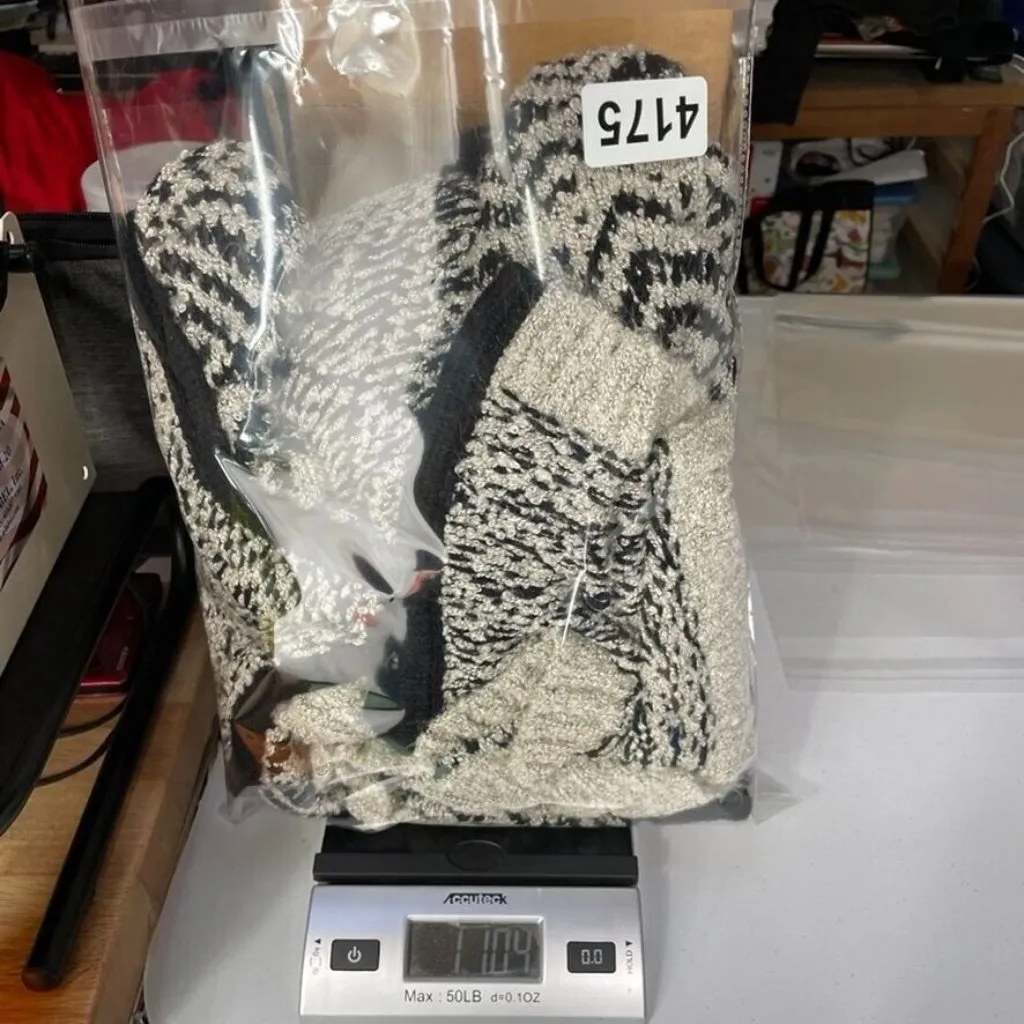 Joe Fresh Cardigan Sweater Womens XL Black White Acrylic Polyester Drape Front - Image 7