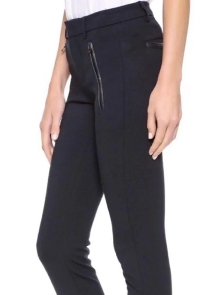 Vince  Leather Trim Ponte Trousers Size 2 - Image 7