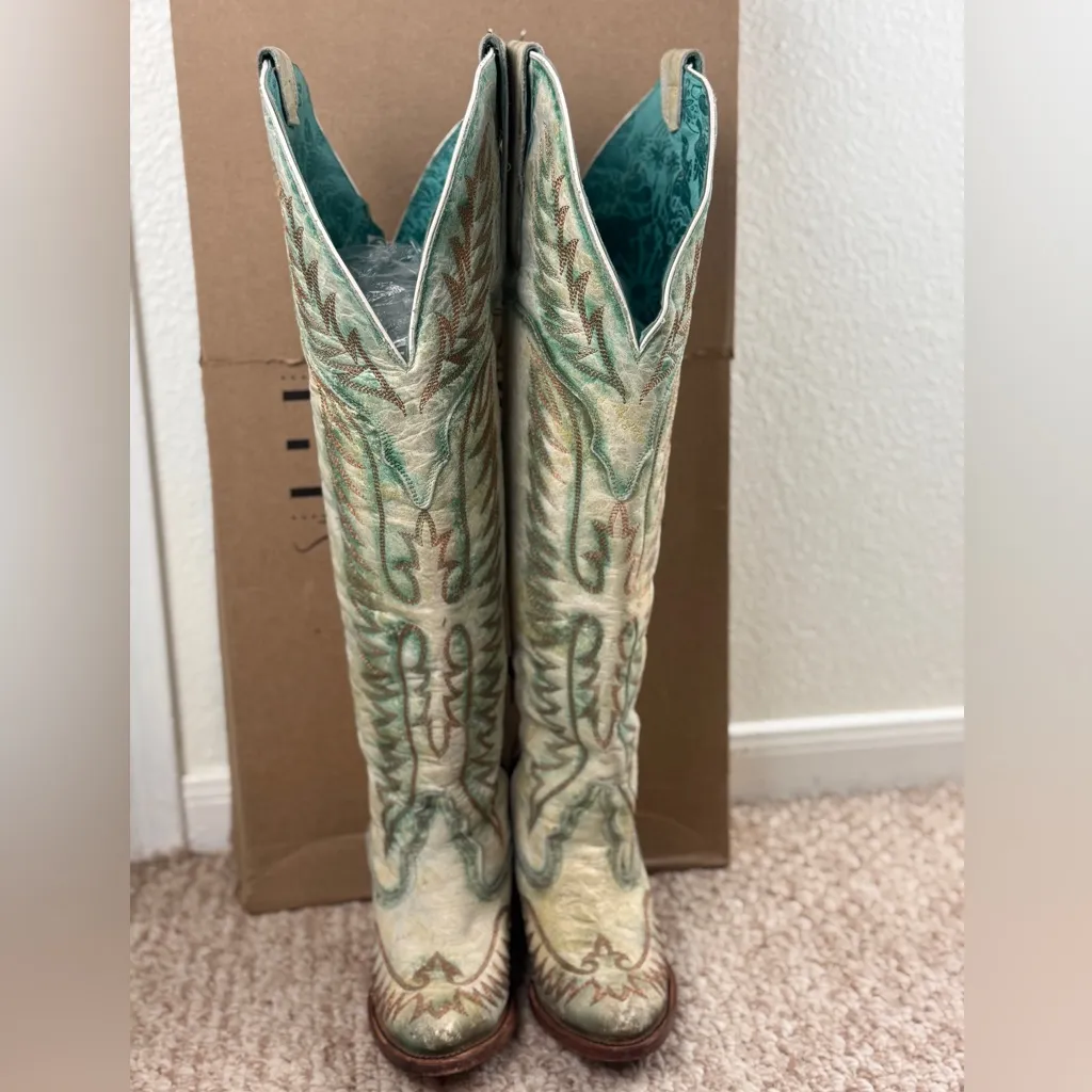 Corral Turquoise and Brown Western Boots Size 7M - Image 2
