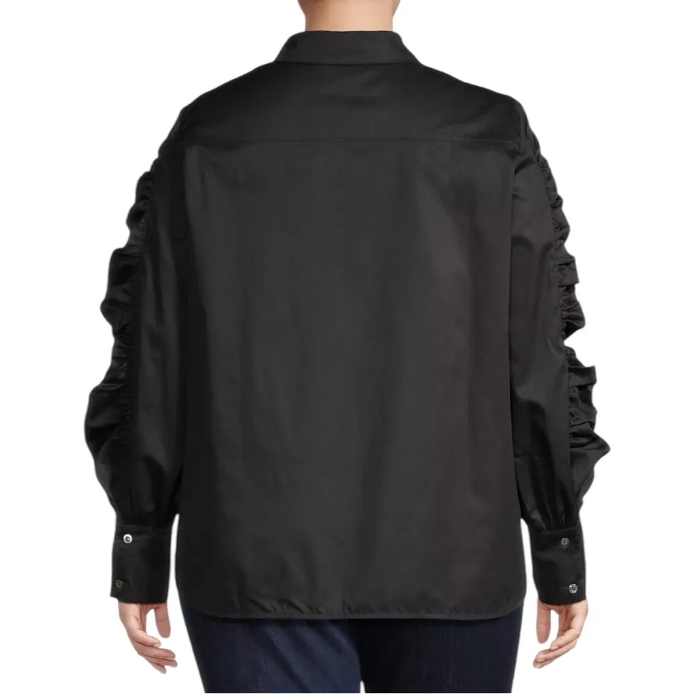 Harshman Plus Size Juliana Ruffles Long Sleeve Cotton Button - Image 4