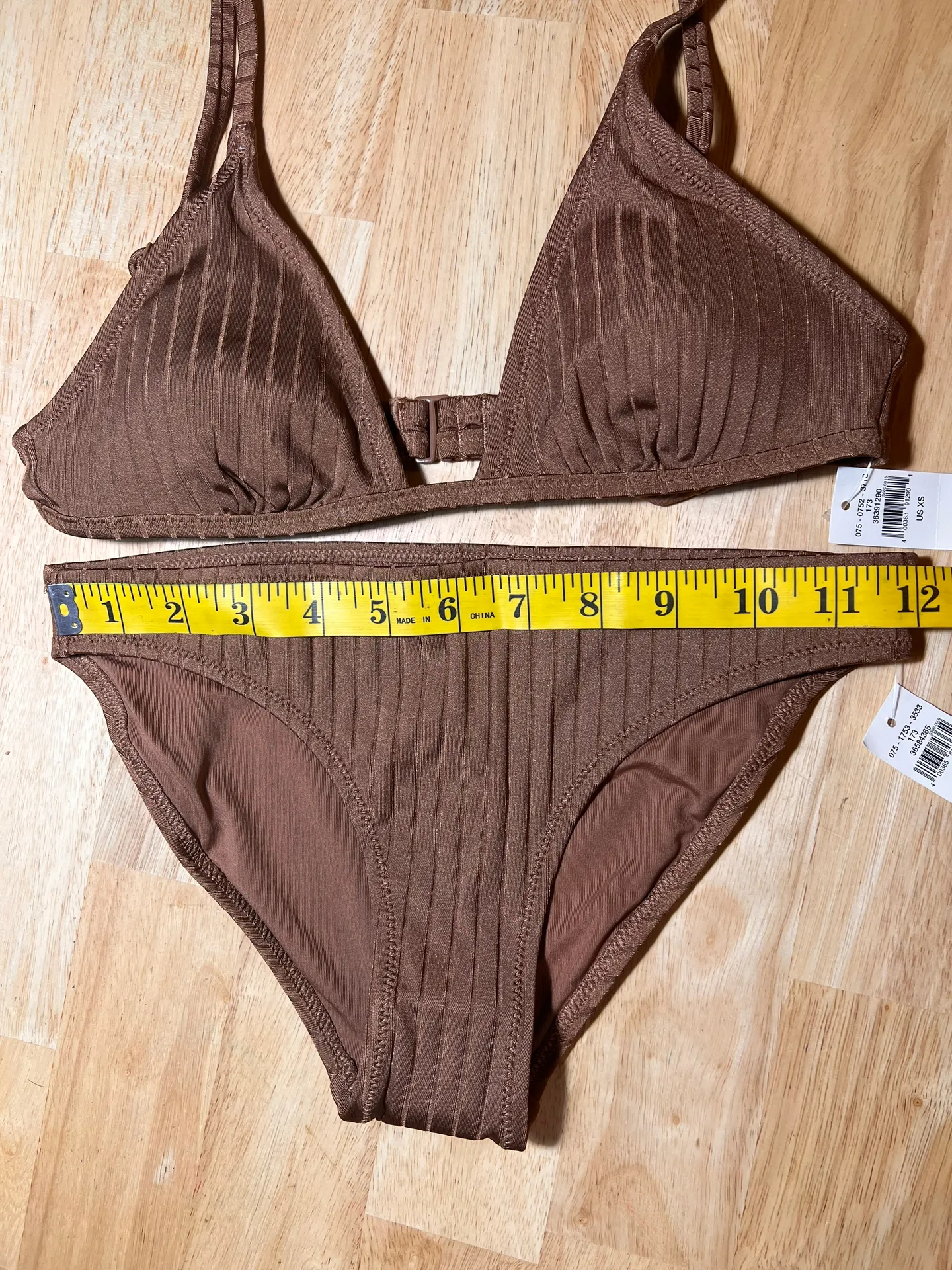 XS Women’s 2 Piece Bikini Swimsuit In Brown BNWTS - Image 2