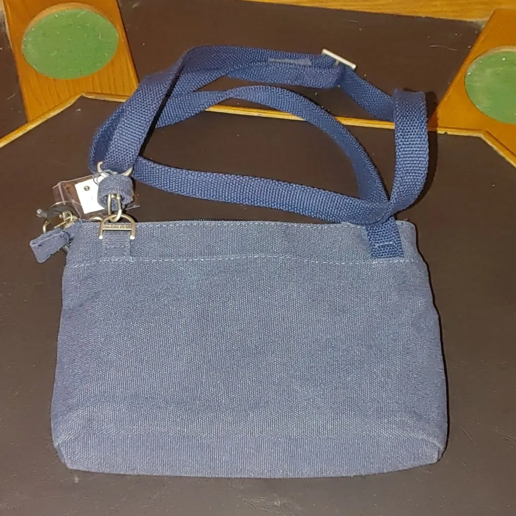 Travelon Blue Crossbody Bag RFID Blocking Anti Theft Heritage Small Cotton - Image 2