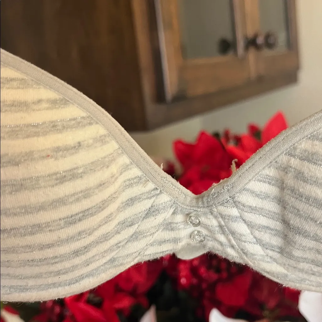 Gray and White Striped Bra Teen Girls 30 - Image 3