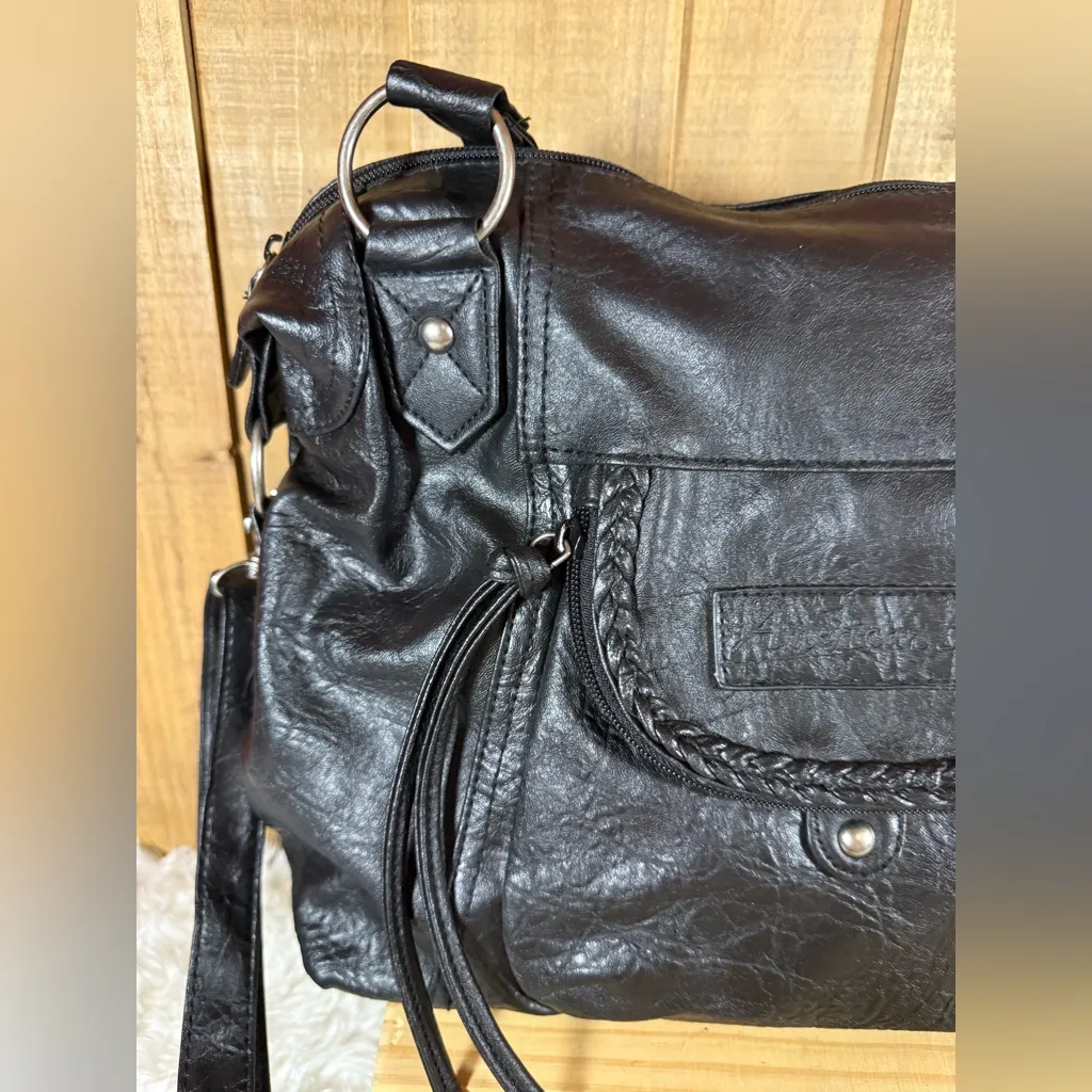 American Eagle Purse Black Long Shoulder Strap Hand Carry Lined Zipper Closure - Image 2