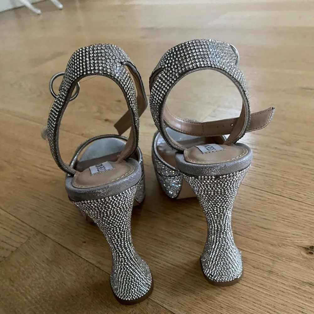 Steve Madden  Sparkly Rhinestone Platform Ankle Strap Sandals - Image 6