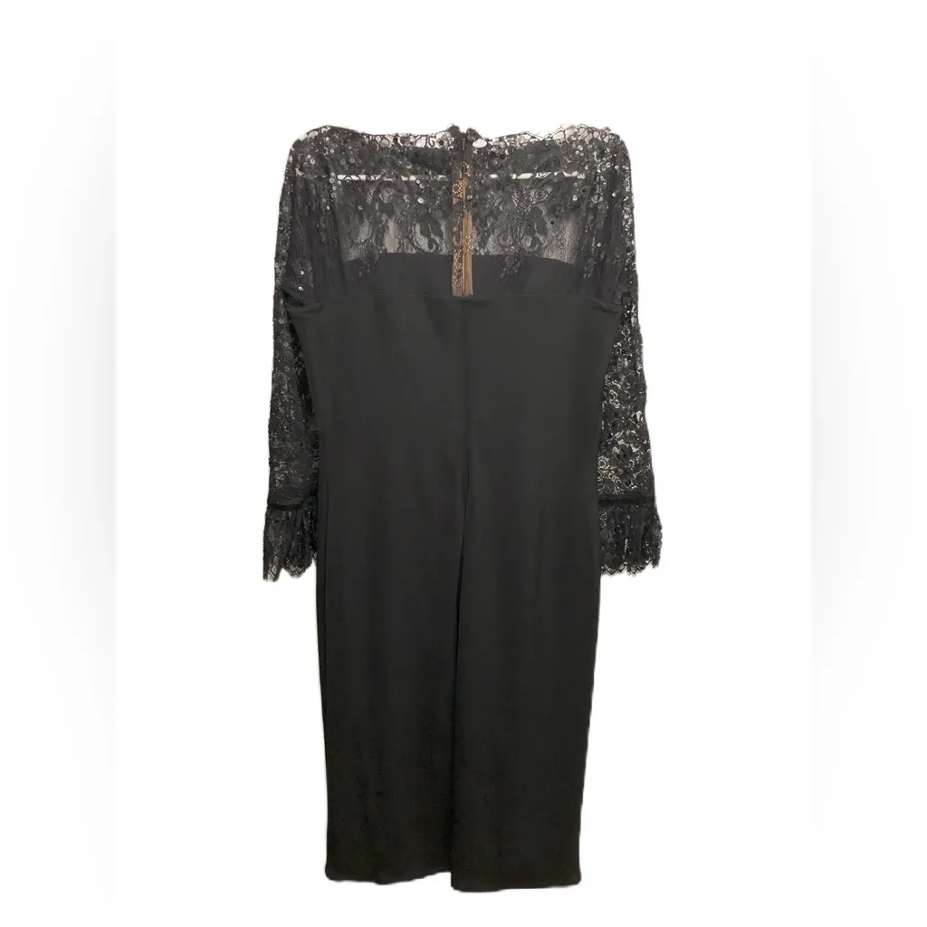 Vtg Tadashi Shoji Lace Sequins Dress Black Formal Evening Cocktail Party Size 14 - Image 2