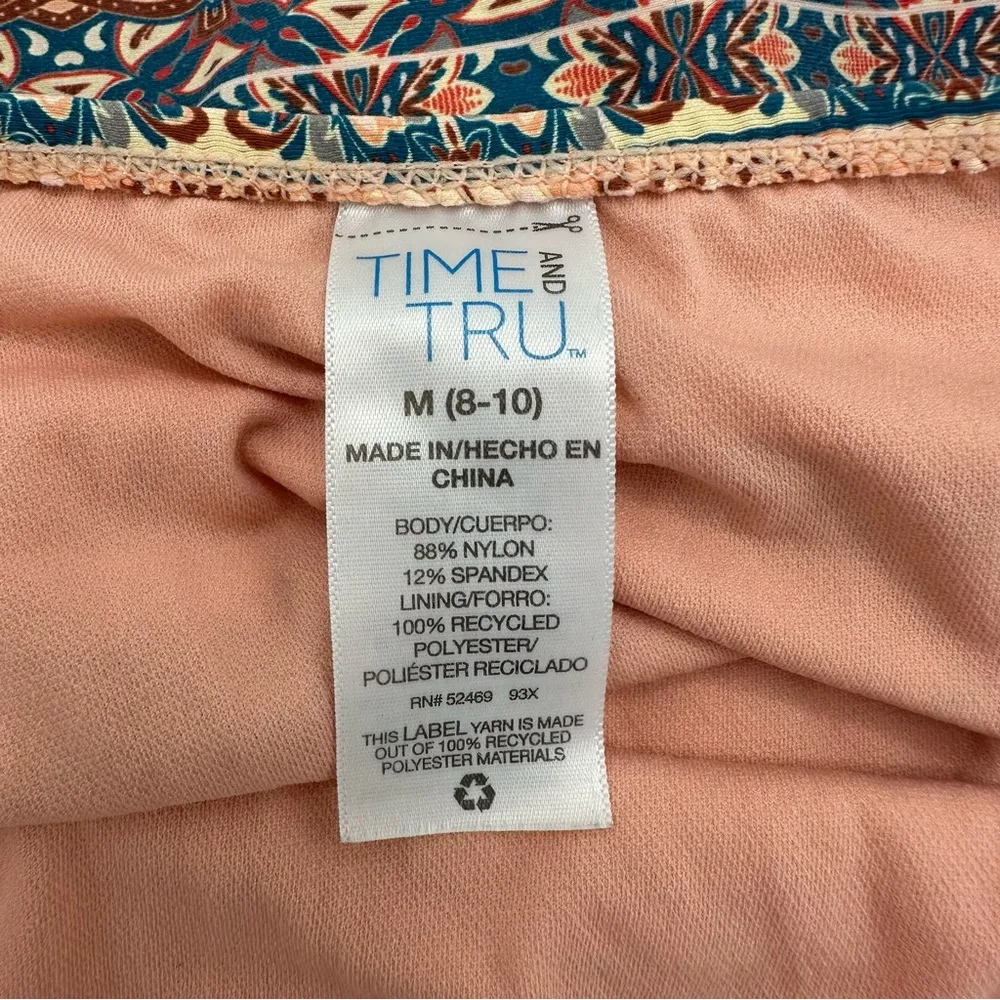 Time & Tru Boho Bohemian Mid Rise Full Coverage Pink Bikini Bottoms Medium - Image 3