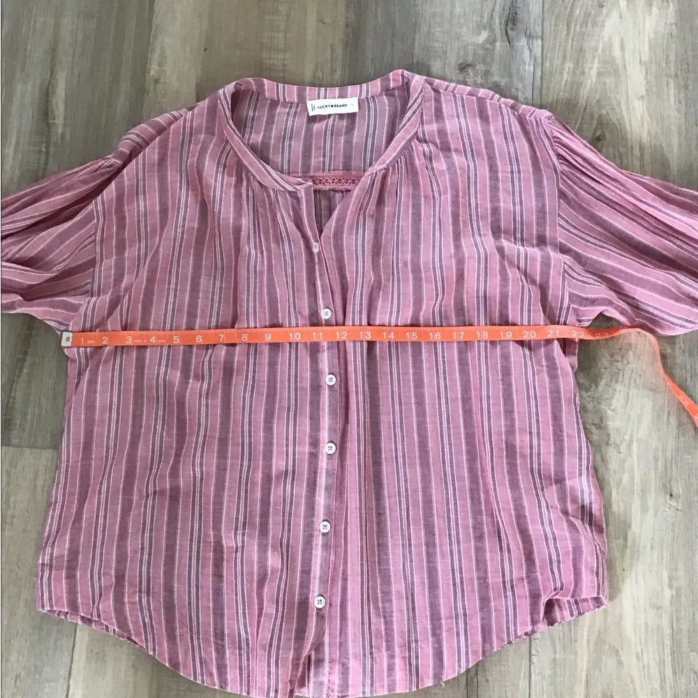 Pink Striped Button-Up Blouse lucky brand - Image 4