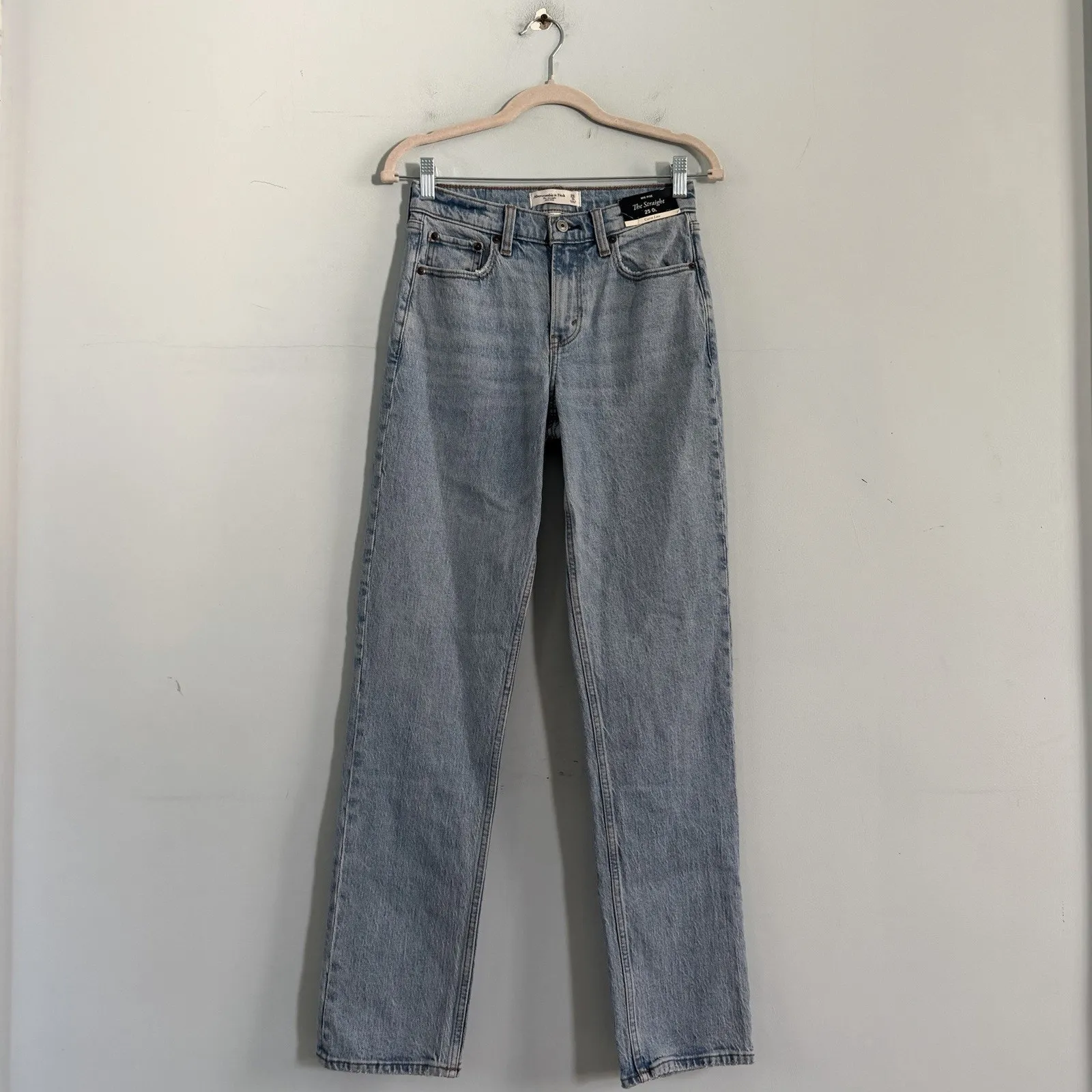 NWT Abercrombie The Straight Curve Love Mid Rise Medium Wash Jeans - Image 5