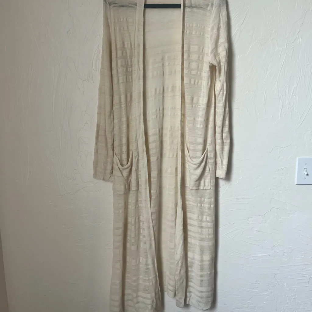 Anthropologie Moth Cream Linen blend Knit Cardigan size M - Image 3