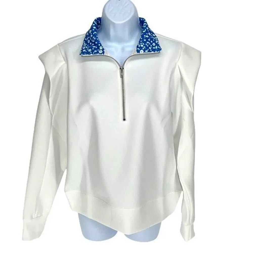 ADDISON BAY Poplar Pullover Jacket‎ White Courtside Blue Small NWT $148 - Image 3