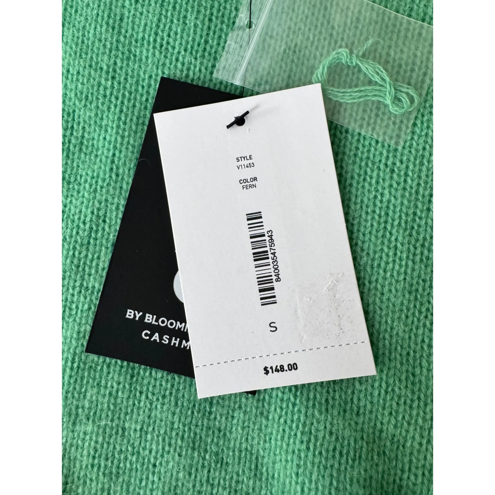 C by Bloomingdales Cashmere Short Sleeve‎ Sweater Mint Green Size S - Image 5