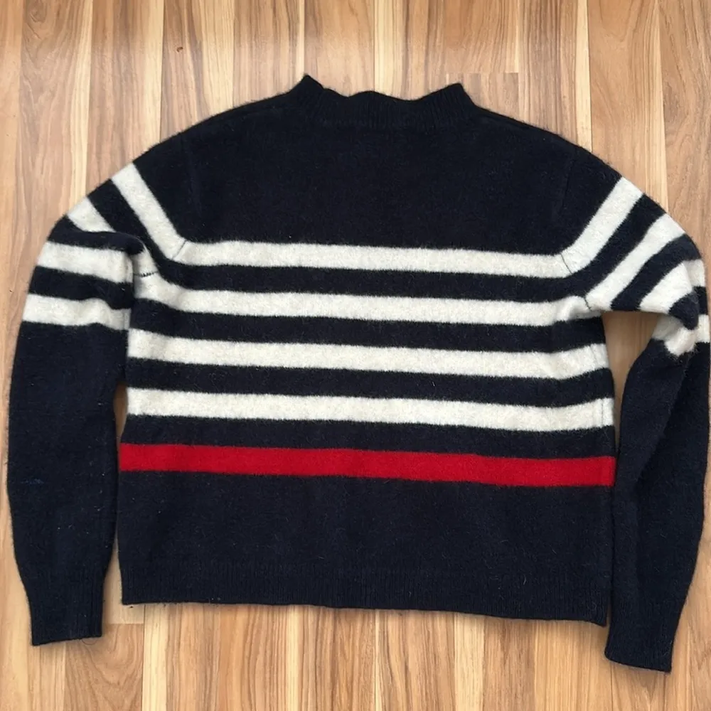 Striped Black and White Sweater with Red Accent - Image 3