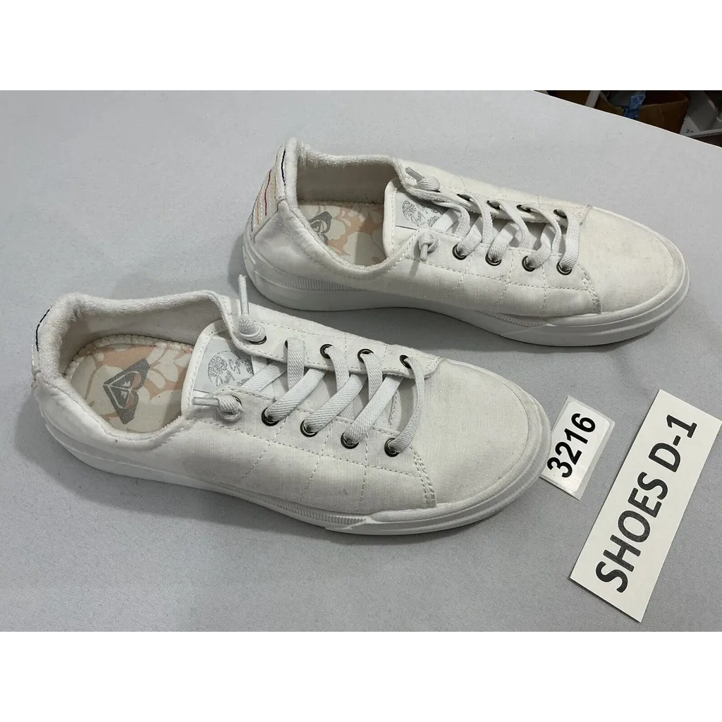 Womans Roxy Summer Sky Size 9 White Canvas Slip On Lace Up Comfort Sneakers - Image 2
