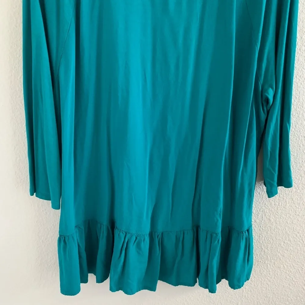 LOFT Outlet Teal Ruffle Peplum Top Lightweight Vibrant XL - Image 9