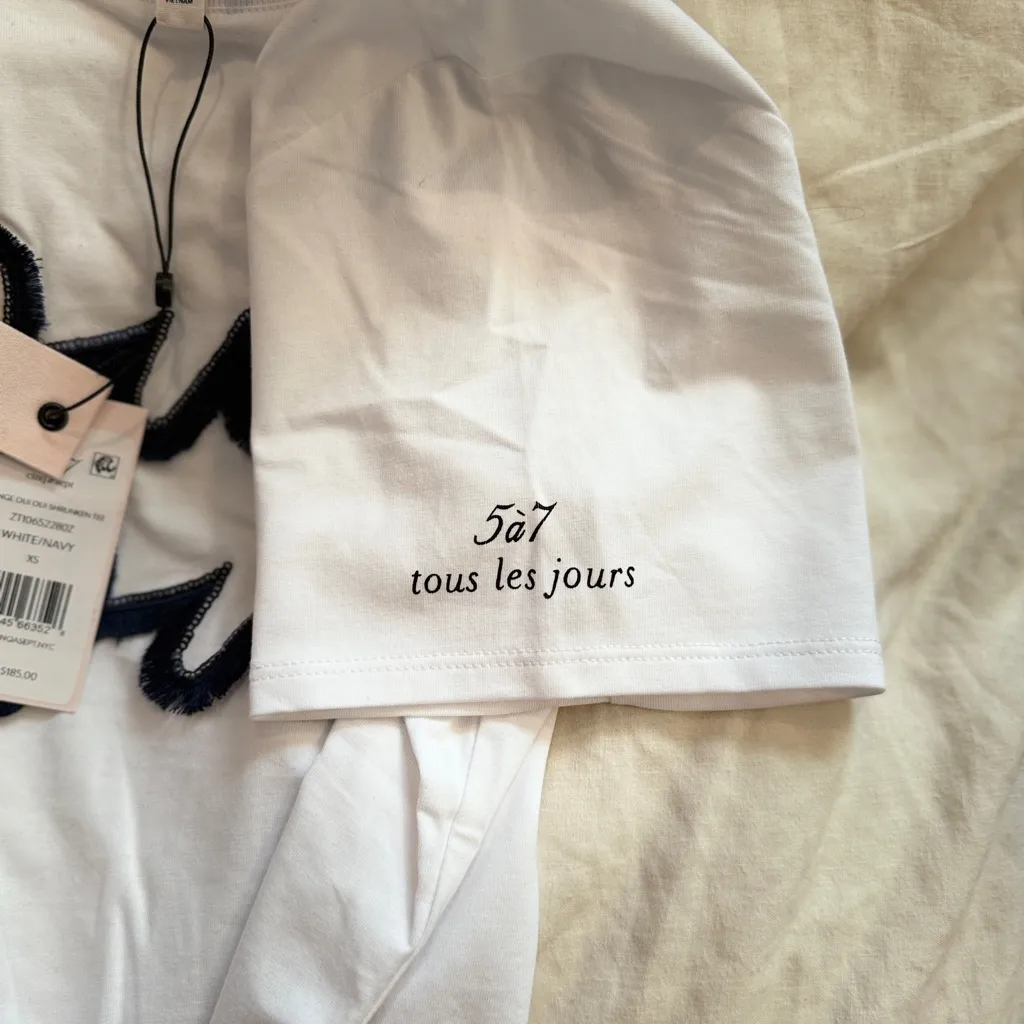 NWT Cinq a Sept Fringe Oui Oui Shrunken T - Image 2