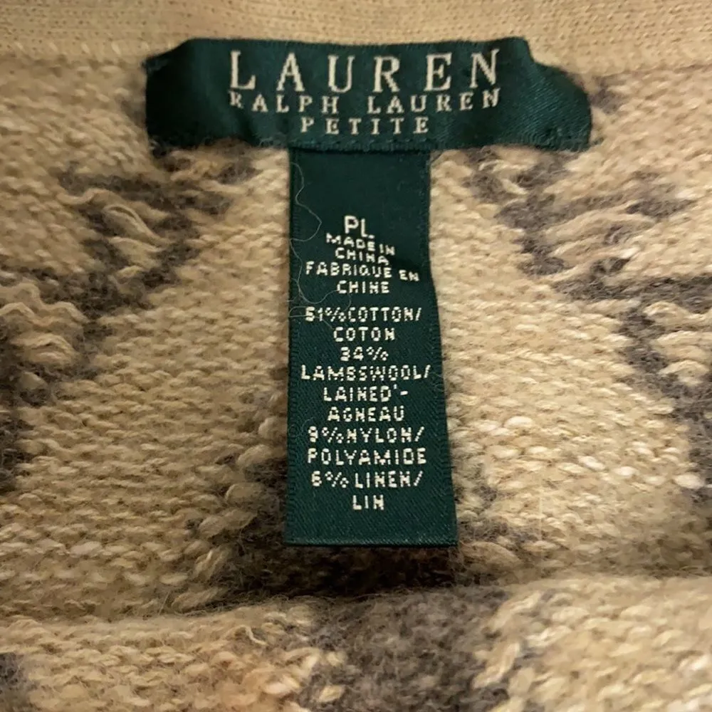 Ralph Lauren Aztec Country Wool Blend Sweater Petite Large - Image 6