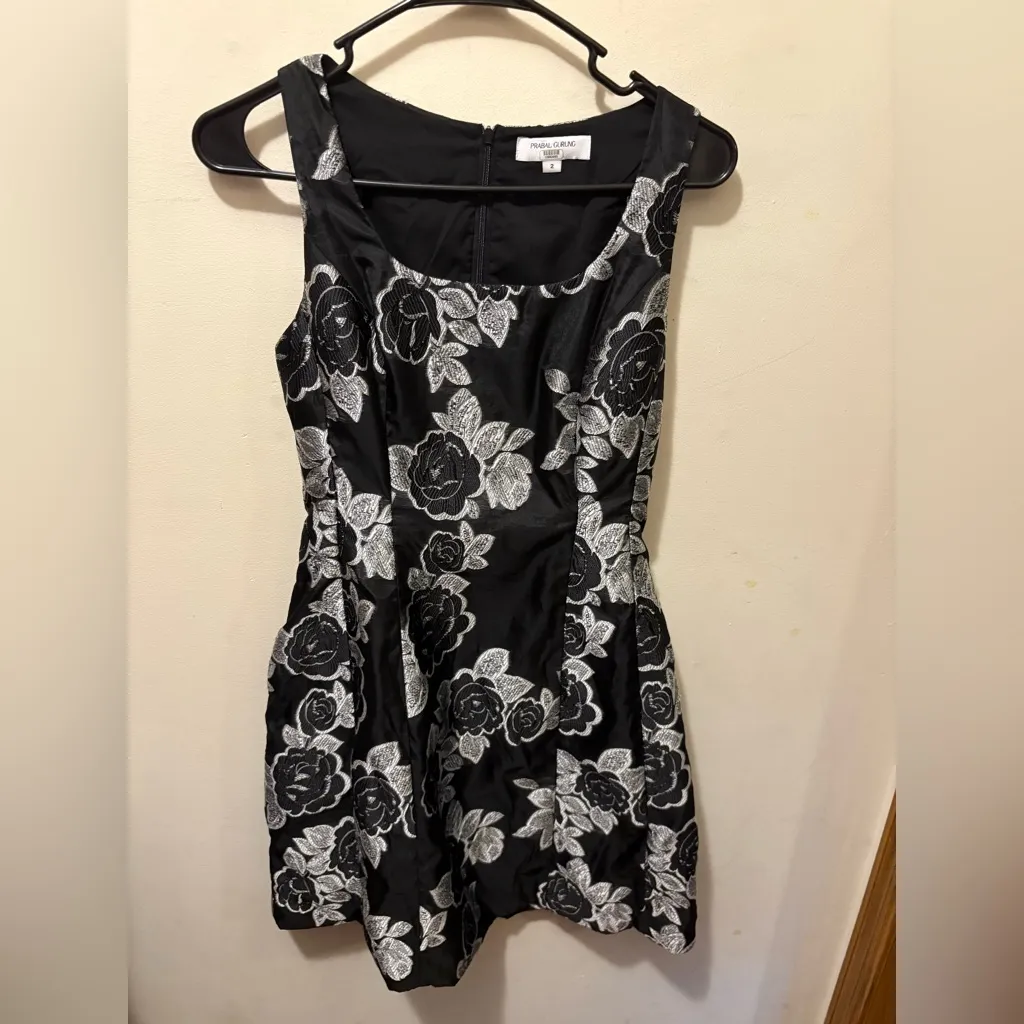 Prabal Gurung‎ Collective Black Floral Jacquard Flare Dress size 2 - Image 4