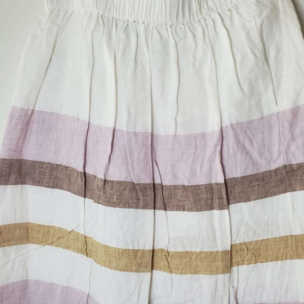 Rachel Zoe Linen Maci Skirt 1 Pocket Buttondown Pastel Stripes Sz Medium - Image 6