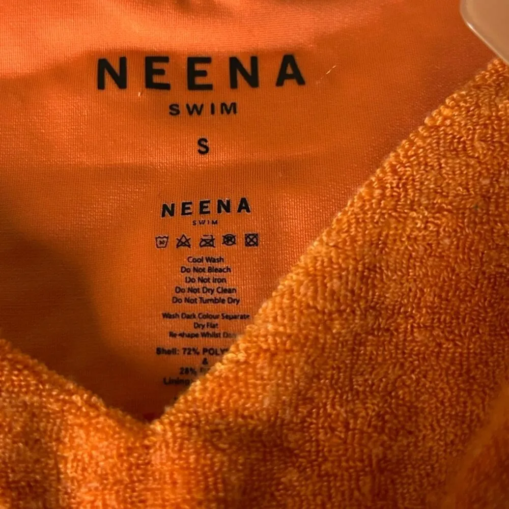 Neena Swim Orange Terrycloth Bikini Bottoms size S NWT - Image 2