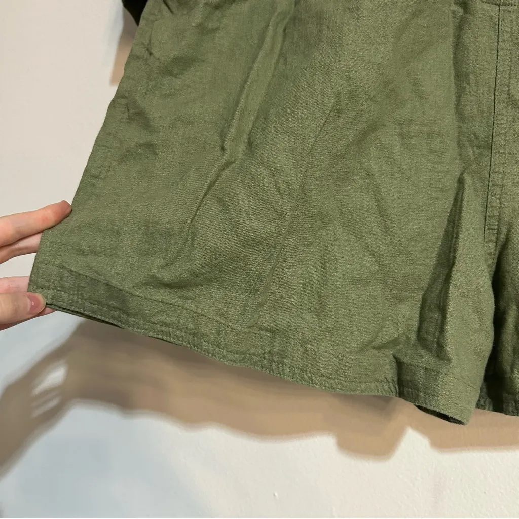 Treasure & Bond Green Linen Blend Button Front Romper Size Large Safari - Image 2