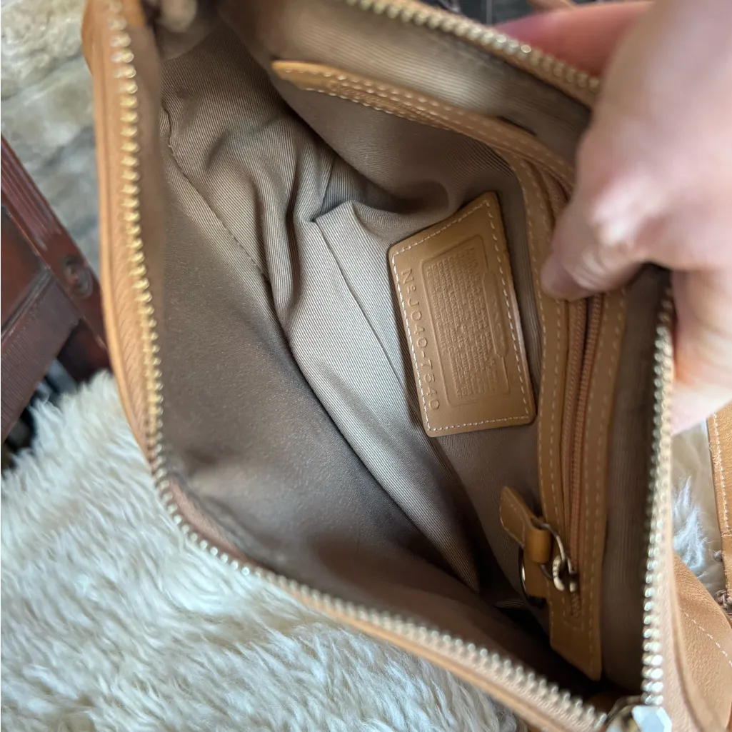 Vtg COACH Hampton camel leather Y2K Demi small shoulder bag 7540 - Image 11