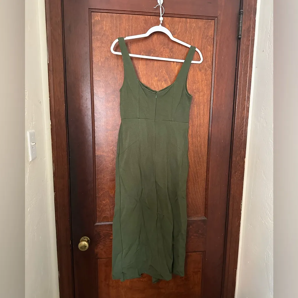 Maeve Anthropologie Moss Green Knit Button Front Midi Dress 4 - Image 3