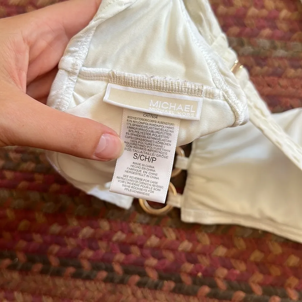 MICHAEL KORS WHITE & GOLD CONVERTIBLE BIKINI TOP STRAPLESS - Image 4