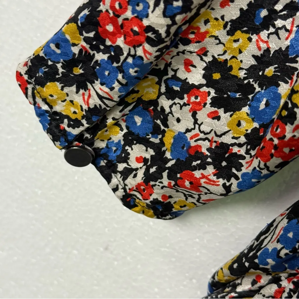 VERONICA BEARD Mini Dress Sz 8 Colorful Minna Floral V Neck Ruffled Ruched Silk - Image 13