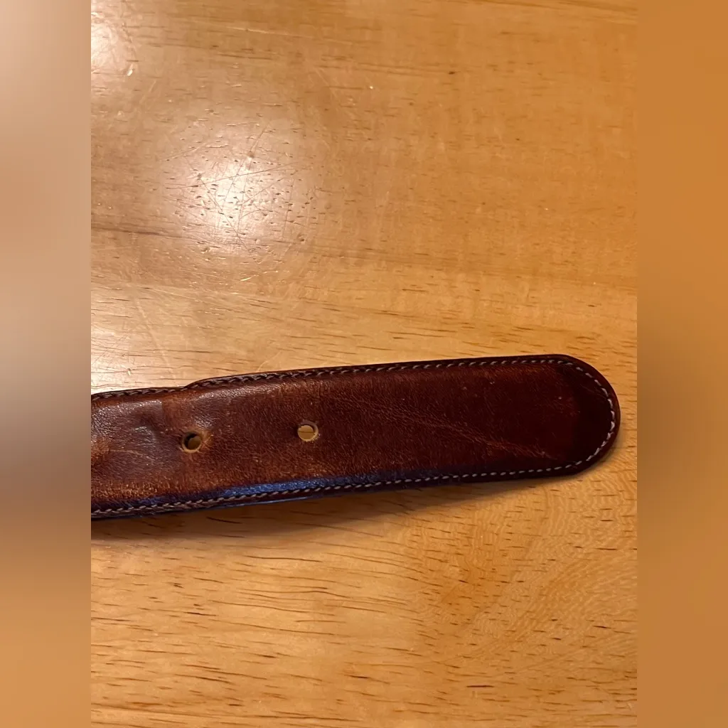 Oroton Brown Leather Belt Made in Australia size Medium brass buckle vintage - Image 11