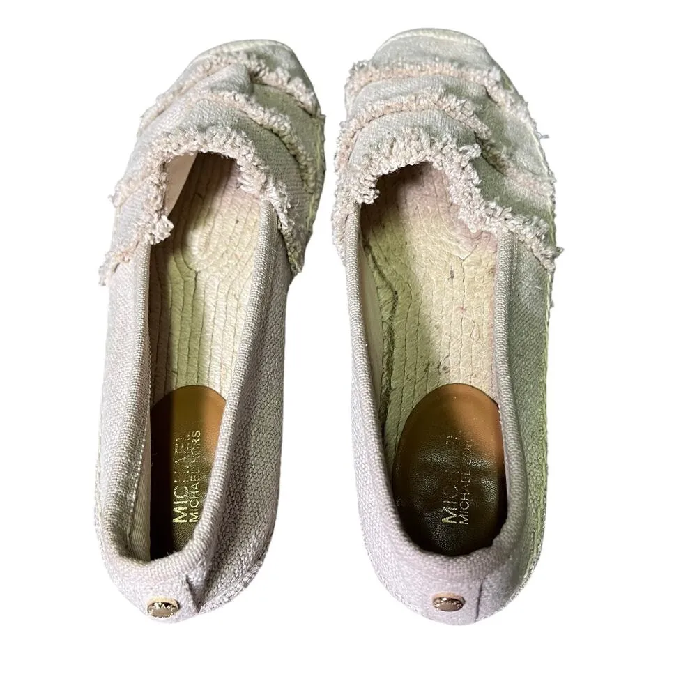 Michael Kors MK Women's Shoes White Fabric Espadrille Size US 7.5M EU 37.5M - Image 6