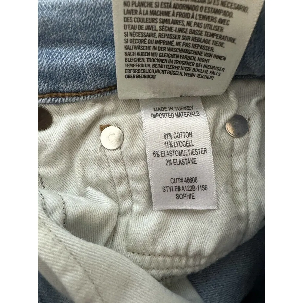 AGOLDE SOPHIE CROP Mid Rise Skinny Ankle Jeans Raw Frayed Hems Light Wash Size25 - Image 5