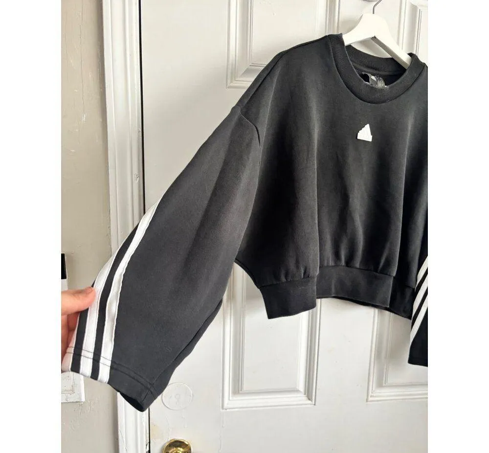 NWOT Adidas 3 stripe Eco cropped crewneck sweatshirt size XL - Image 6