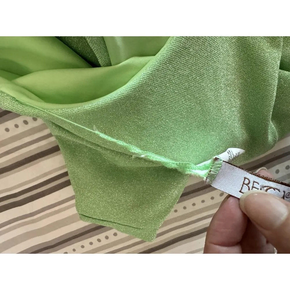 NWD Becca Virtue Womens Green Shimmer One-Piece Swimsuit One Shoulder Medium - Image 9