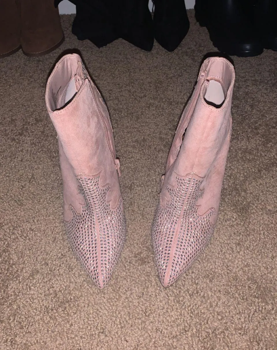 Sparkly Pink Booties Size 9 - Image 2